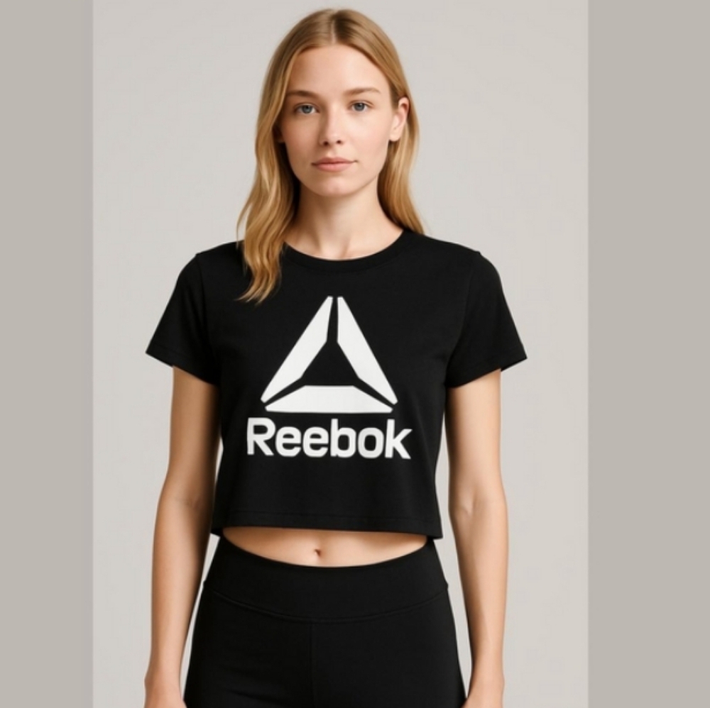 Reebok Glow Delta Crop Tee Athletic Activewear Sporty Short Sleeve T-shirt Top